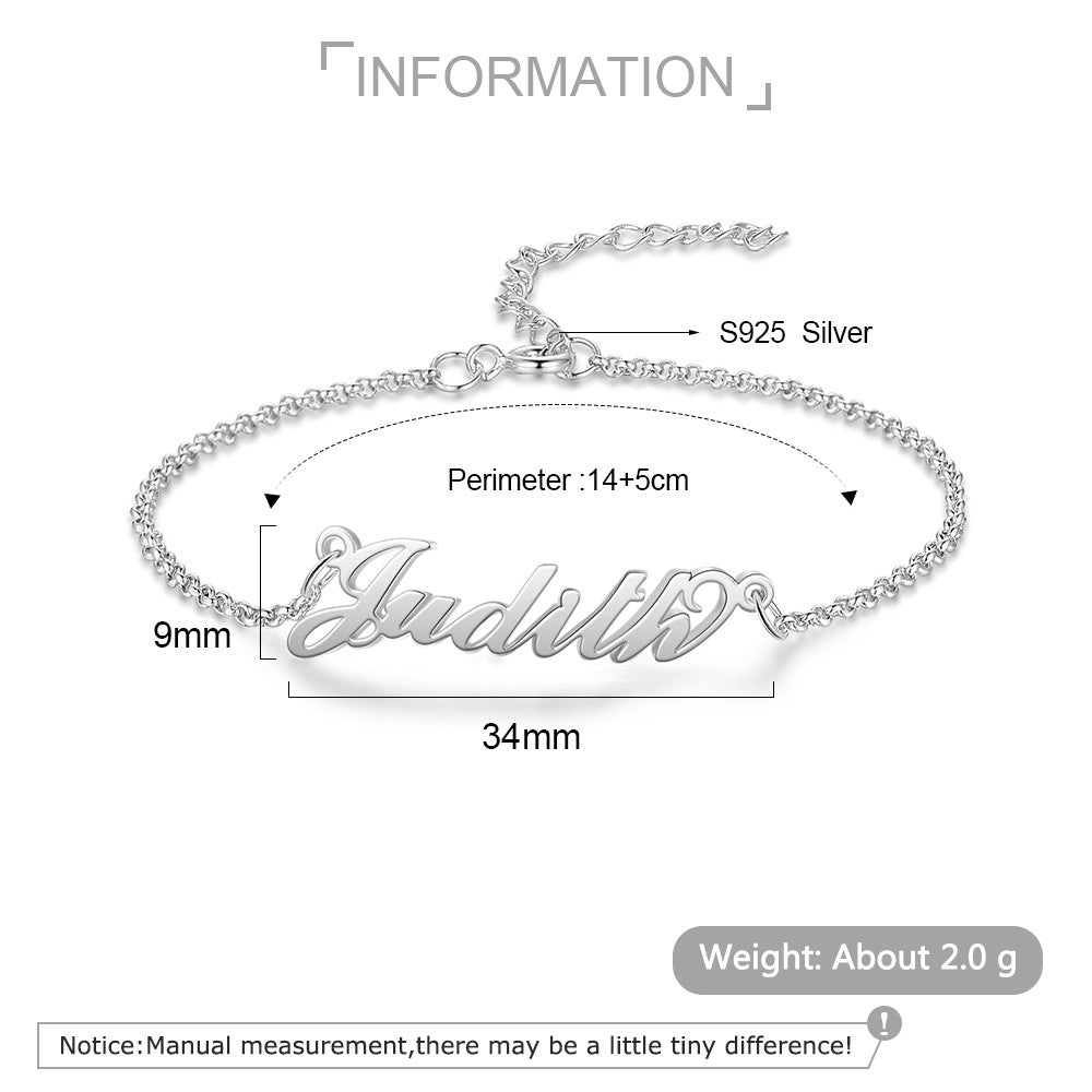 Silver Personalized Name Bracelet