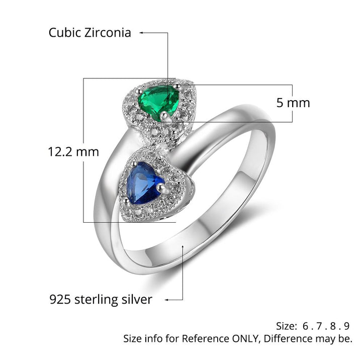 925Silver Birthstone Heart Ring
