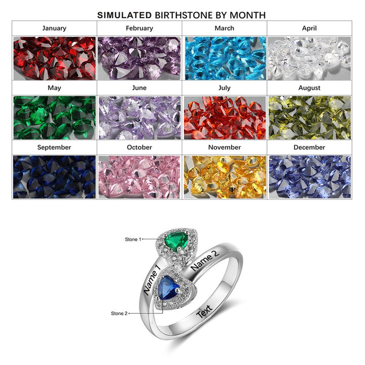 925Silver Birthstone Heart Ring