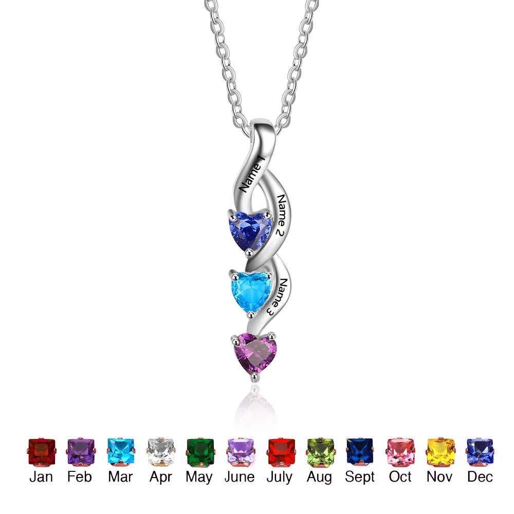 Engraving Three Heart Necklace
