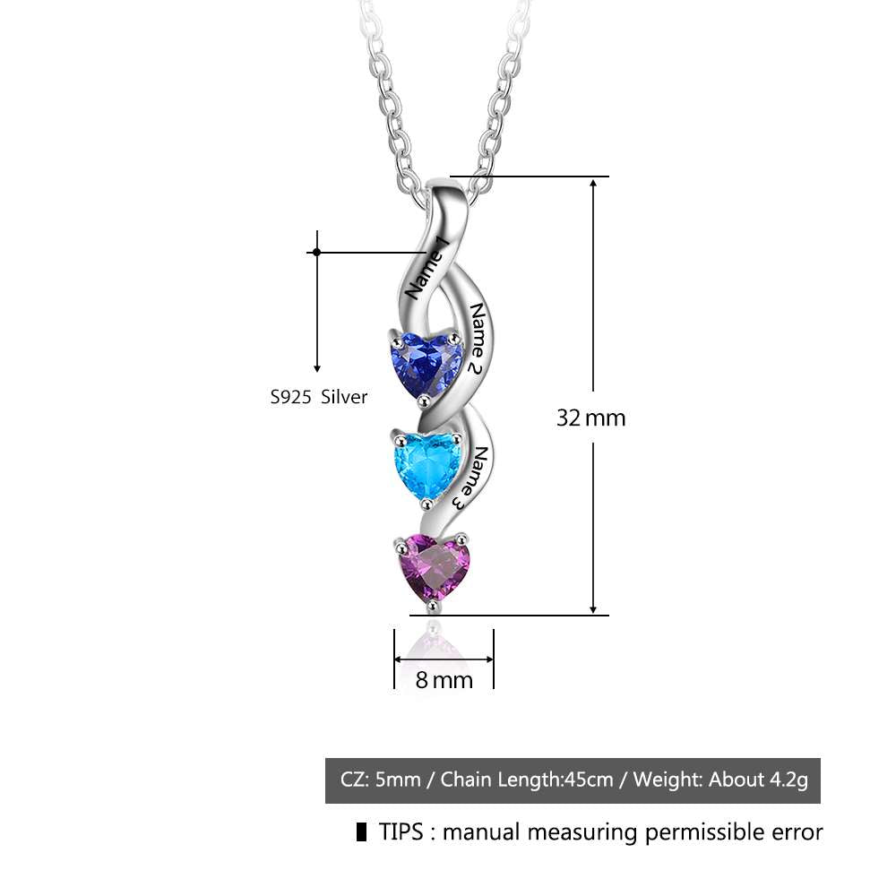 Engraving Three Heart Necklace