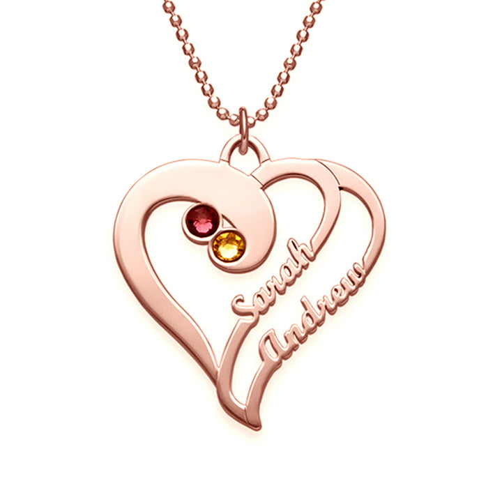 Two Hearts Forever Birthstone Necklace