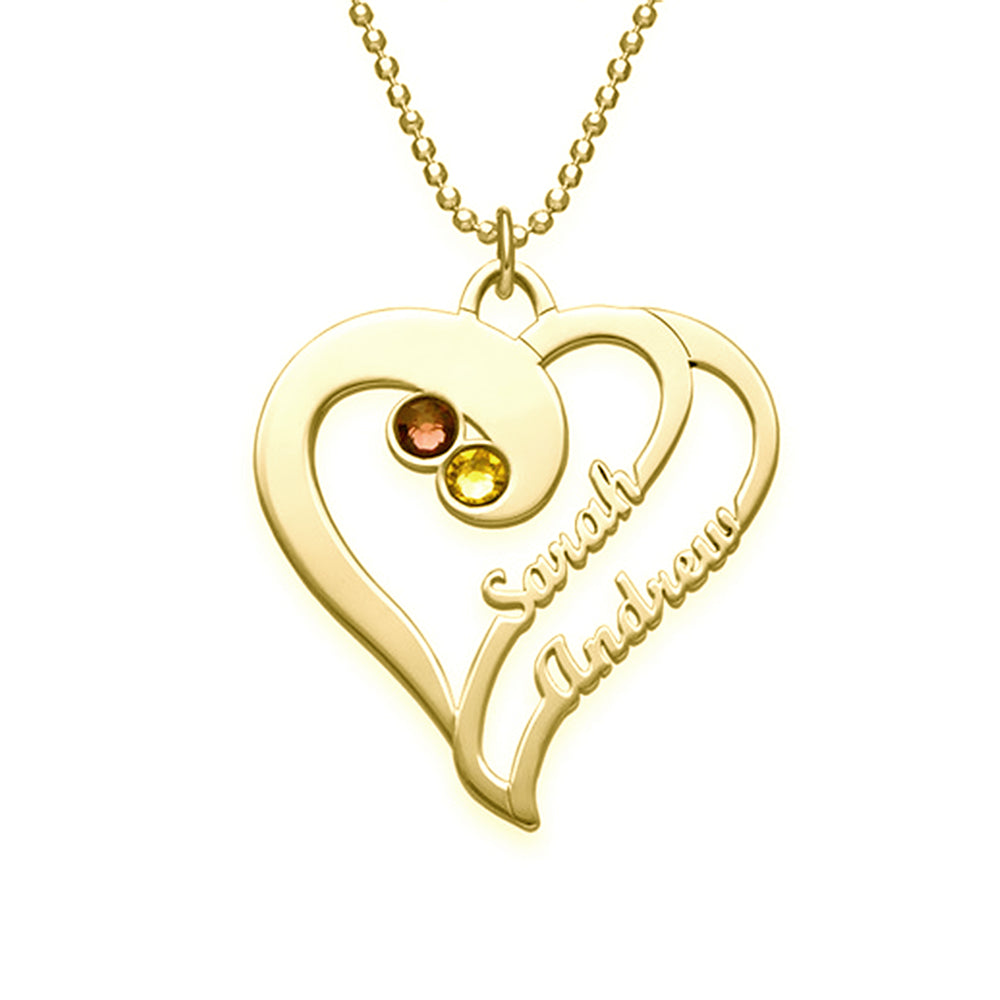 Two Hearts Forever Birthstone Necklace