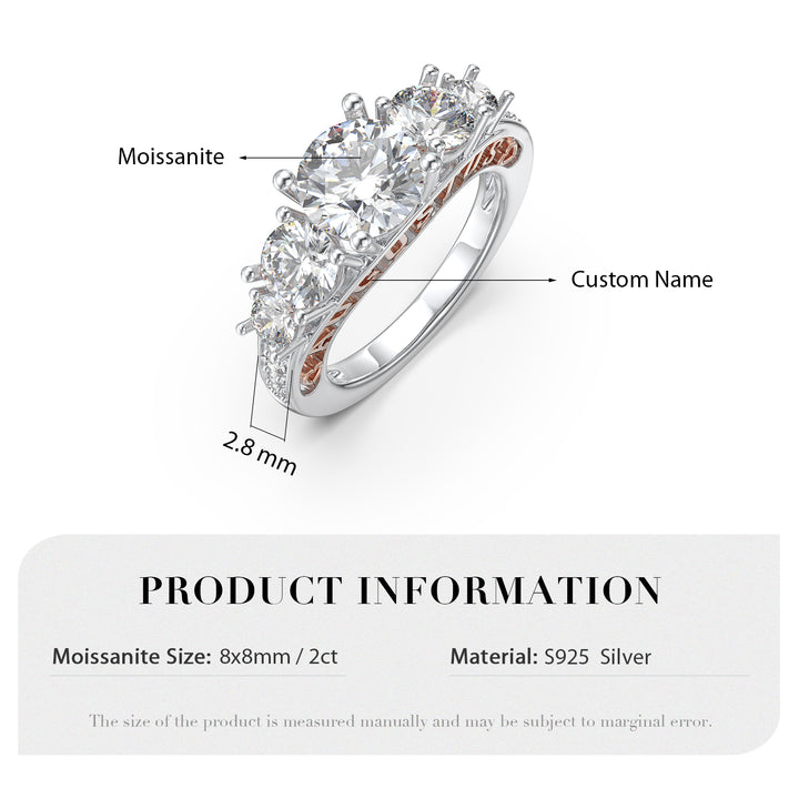 Custom 3D  Silver Moissanite Ring