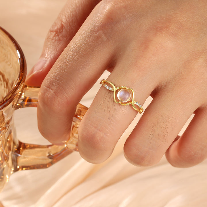 Gold Natural Moonstone Ring