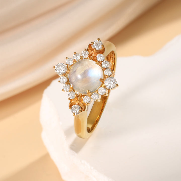 Gold Natural Moonstone Ring