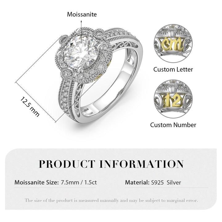 Custom 3D Silver Moissanite Ring