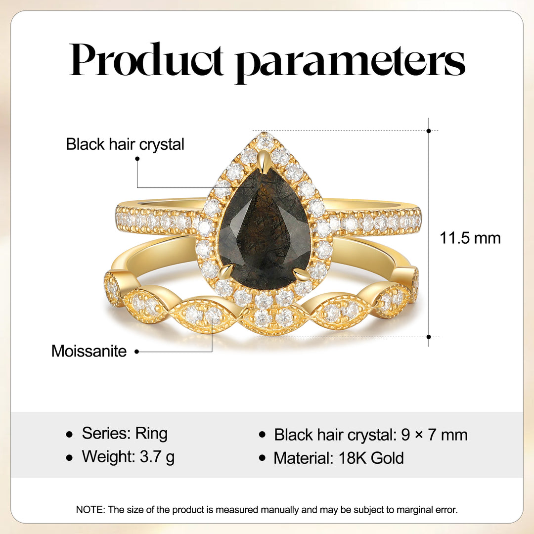 Natural Black Rutilated Quartz Ring
