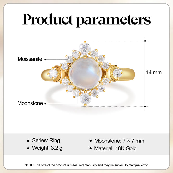 Gold Natural Moonstone Ring