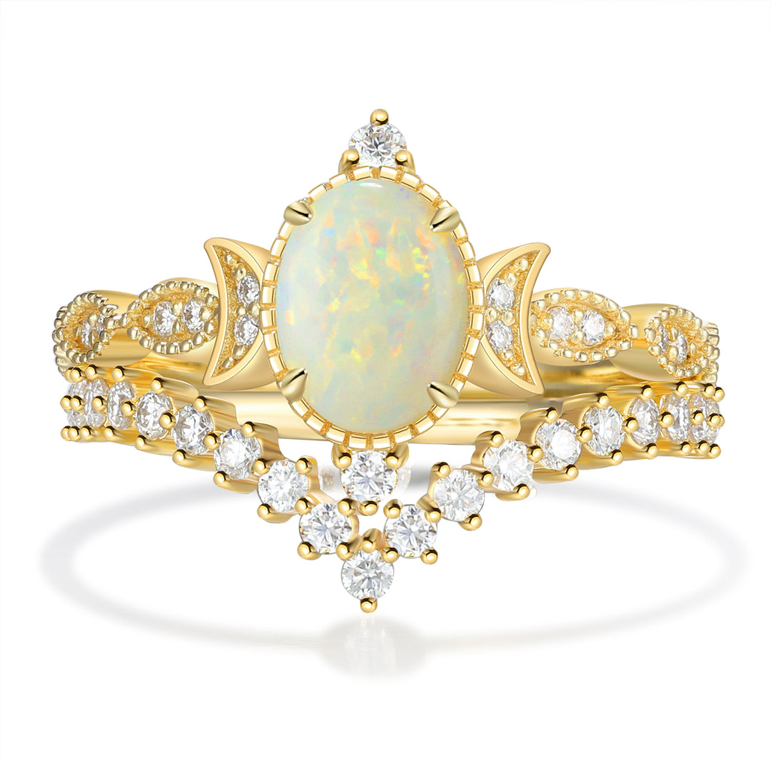 Gold Natural Opal Stone Ring