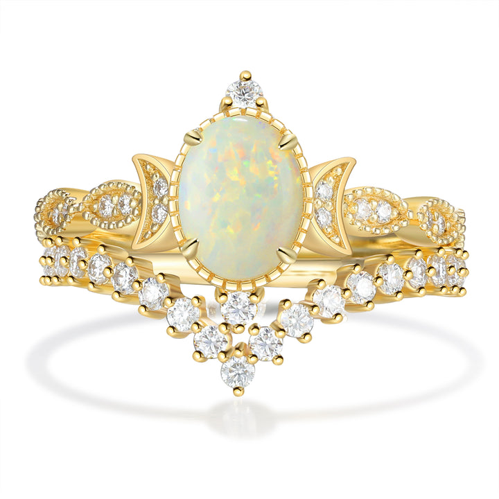 Gold Natural Opal Stone Ring