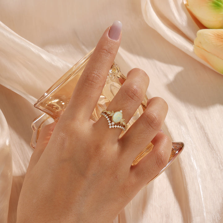 Gold Natural Opal Stone Ring