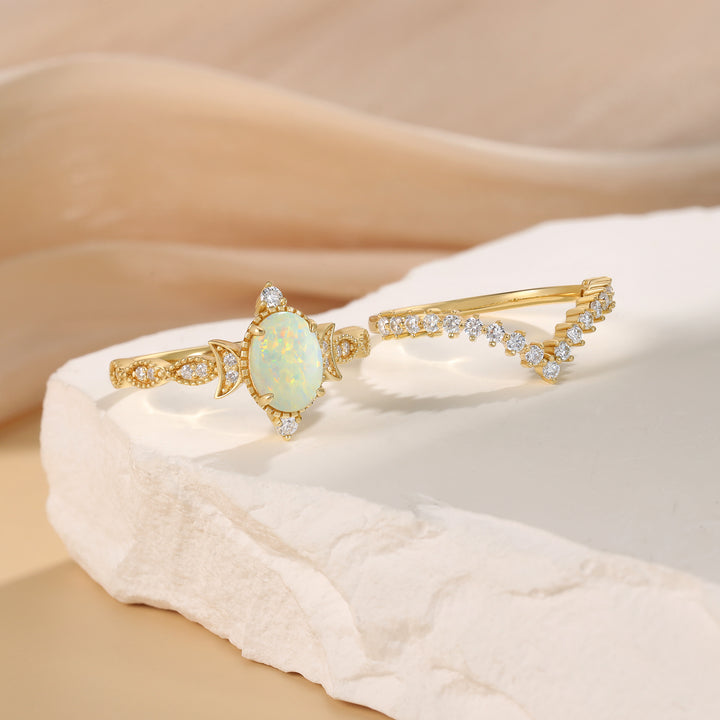 Gold Natural Opal Stone Ring