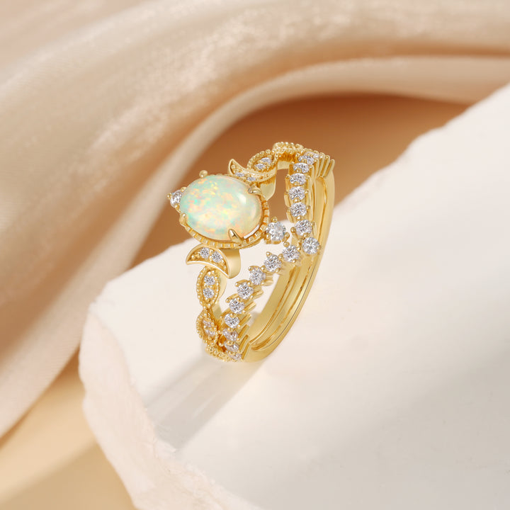 Gold Natural Opal Stone Ring