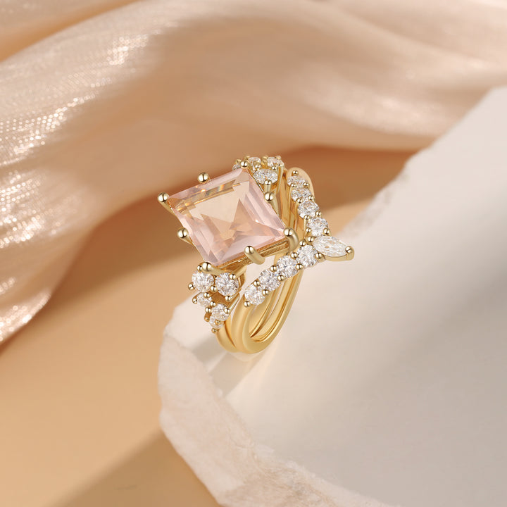 Gold Natural Rose Quartz Ring