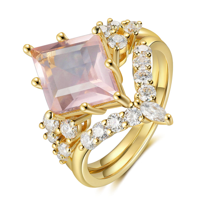 Gold Natural Rose Quartz Ring