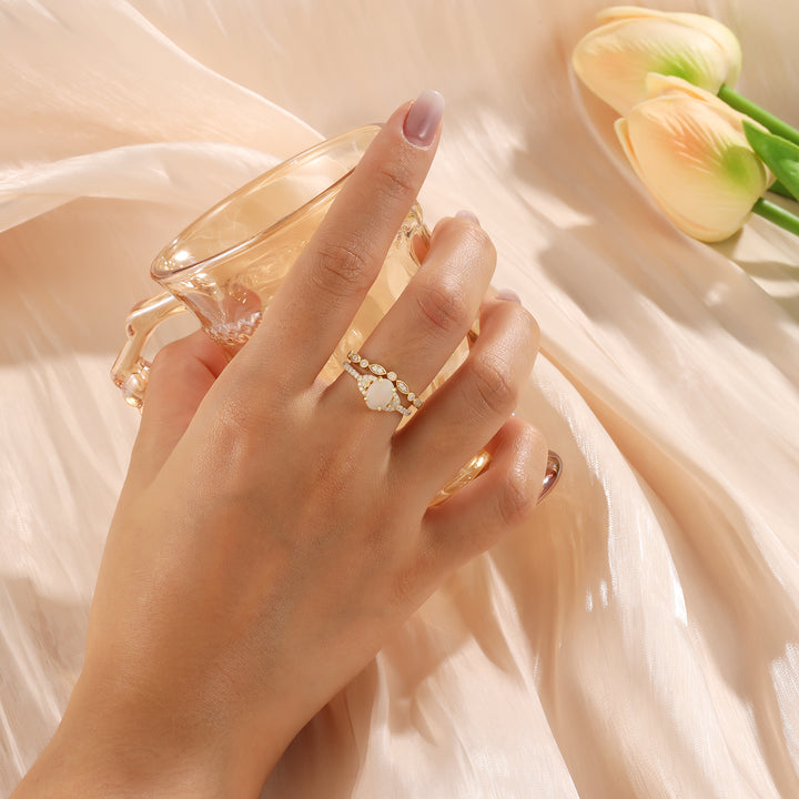 Gold Natural Opal Stone Ring