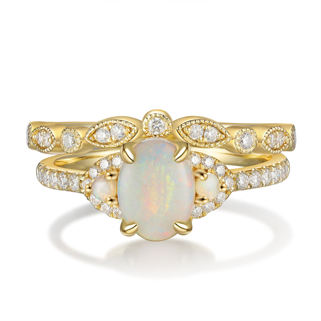 Gold Natural Opal Stone Ring