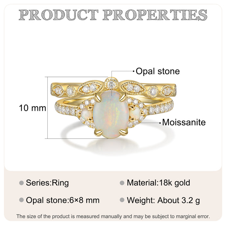Gold Natural Opal Stone Ring