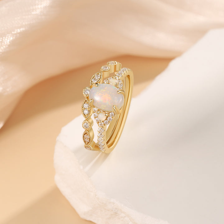 Gold Natural Opal Stone Ring