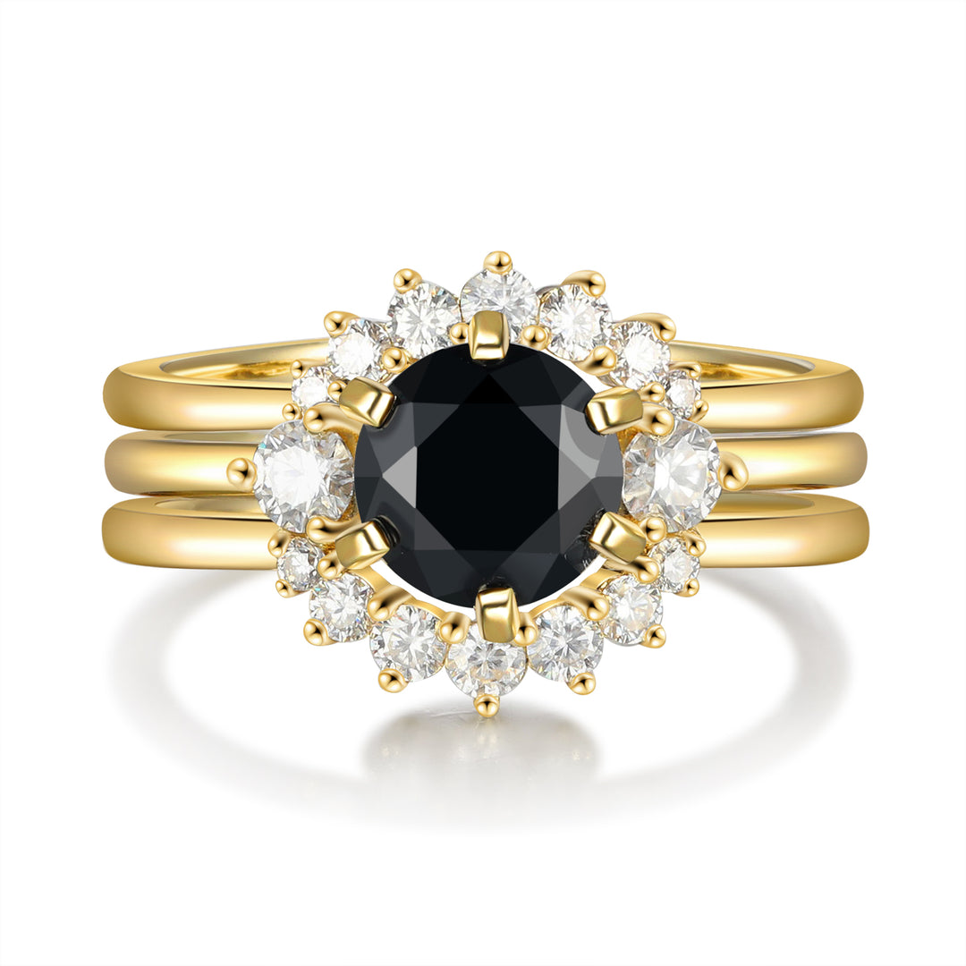 Gold Natural Black Onyx Ring