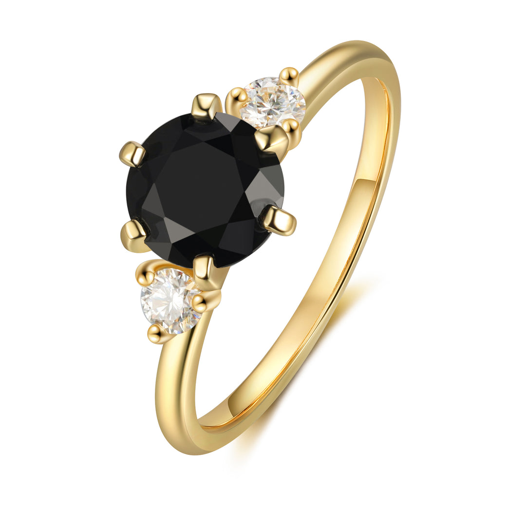 Gold Natural Black Onyx Ring