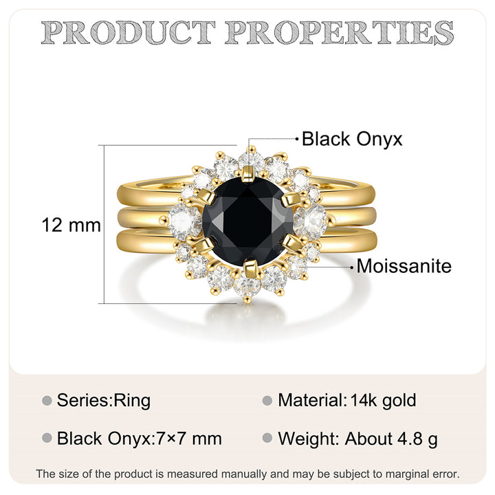 Gold Natural Black Onyx Ring