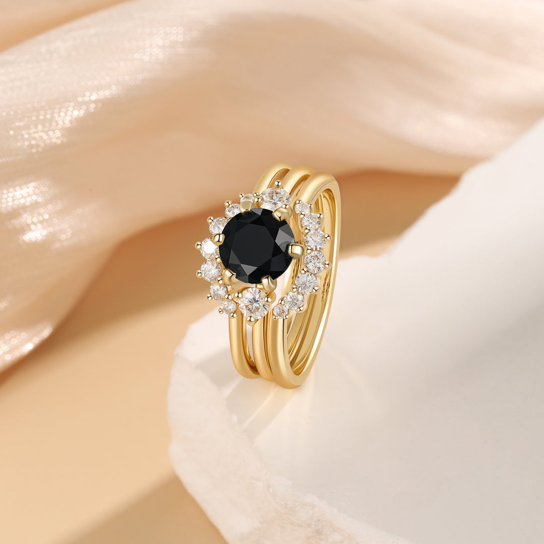 Gold Natural Black Onyx Ring