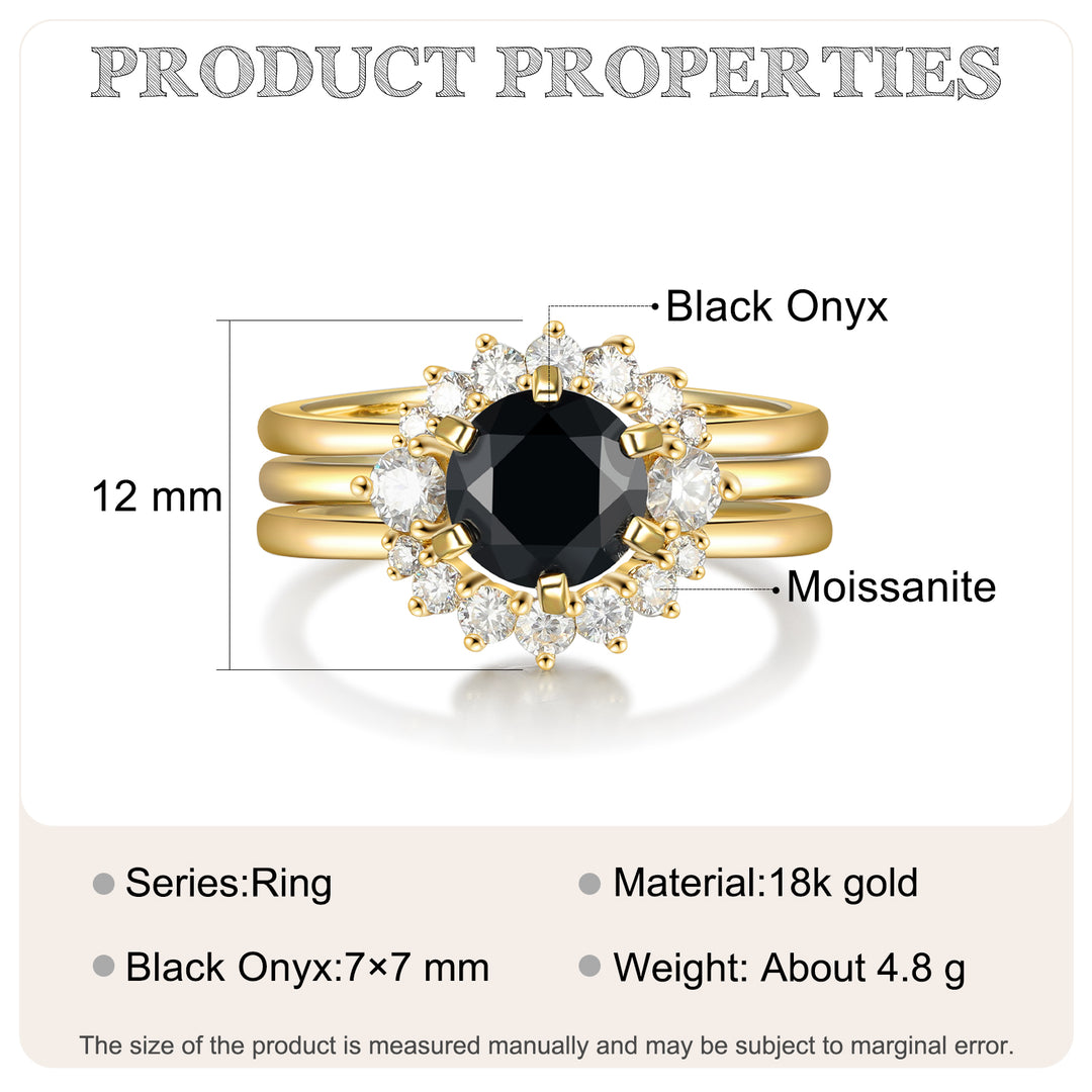 Gold Natural Black Onyx Ring