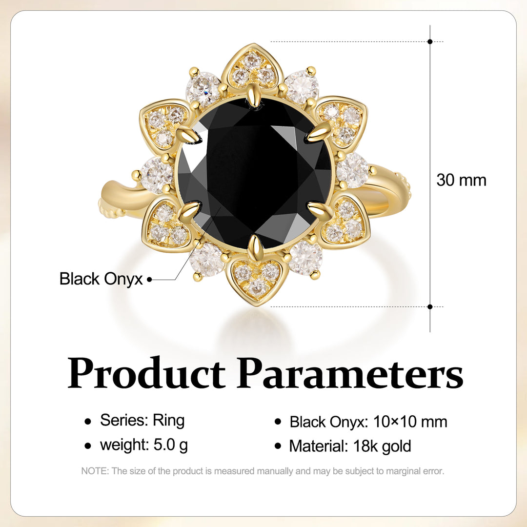 Gold Natural Black Onyx Ring