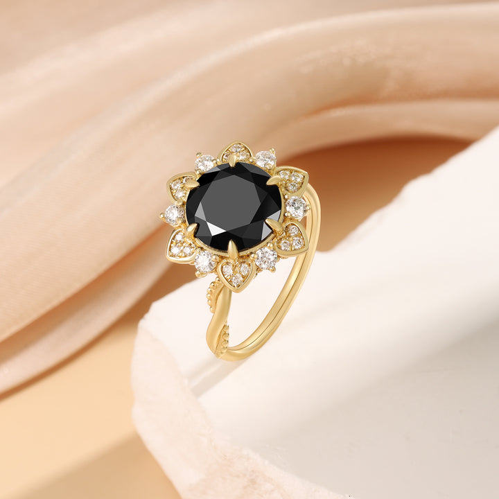Gold Natural Black Onyx Ring