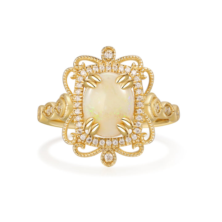 18K Gold Natural Opal Ring