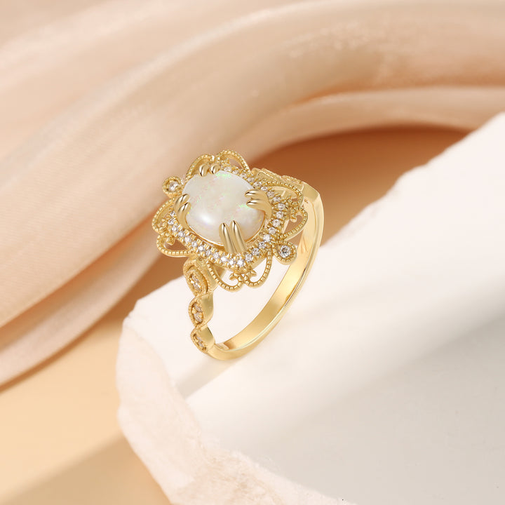 18K Gold Natural Opal Ring