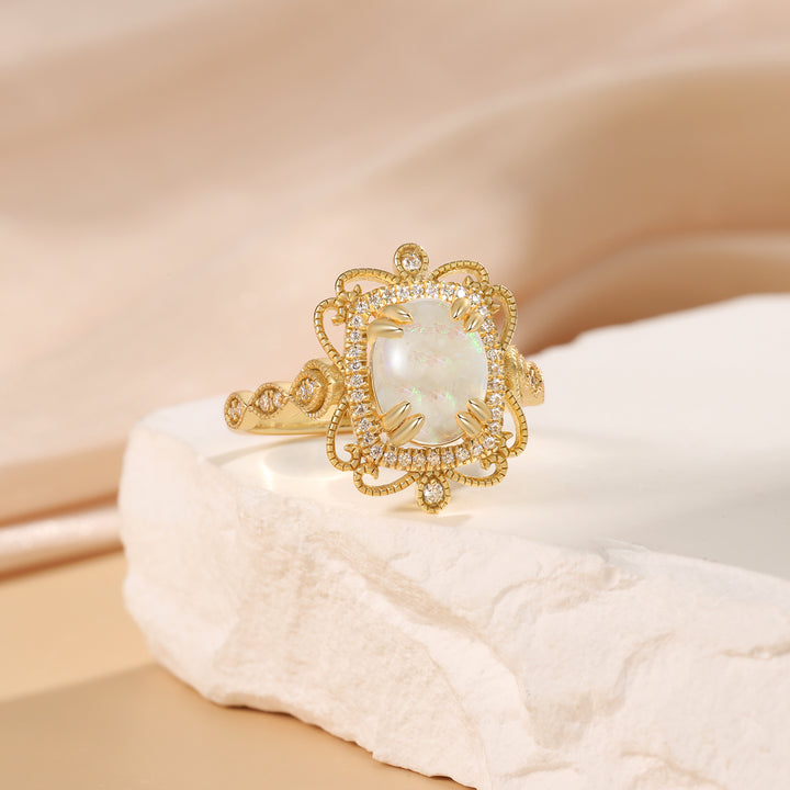 18K Gold Natural Opal Ring