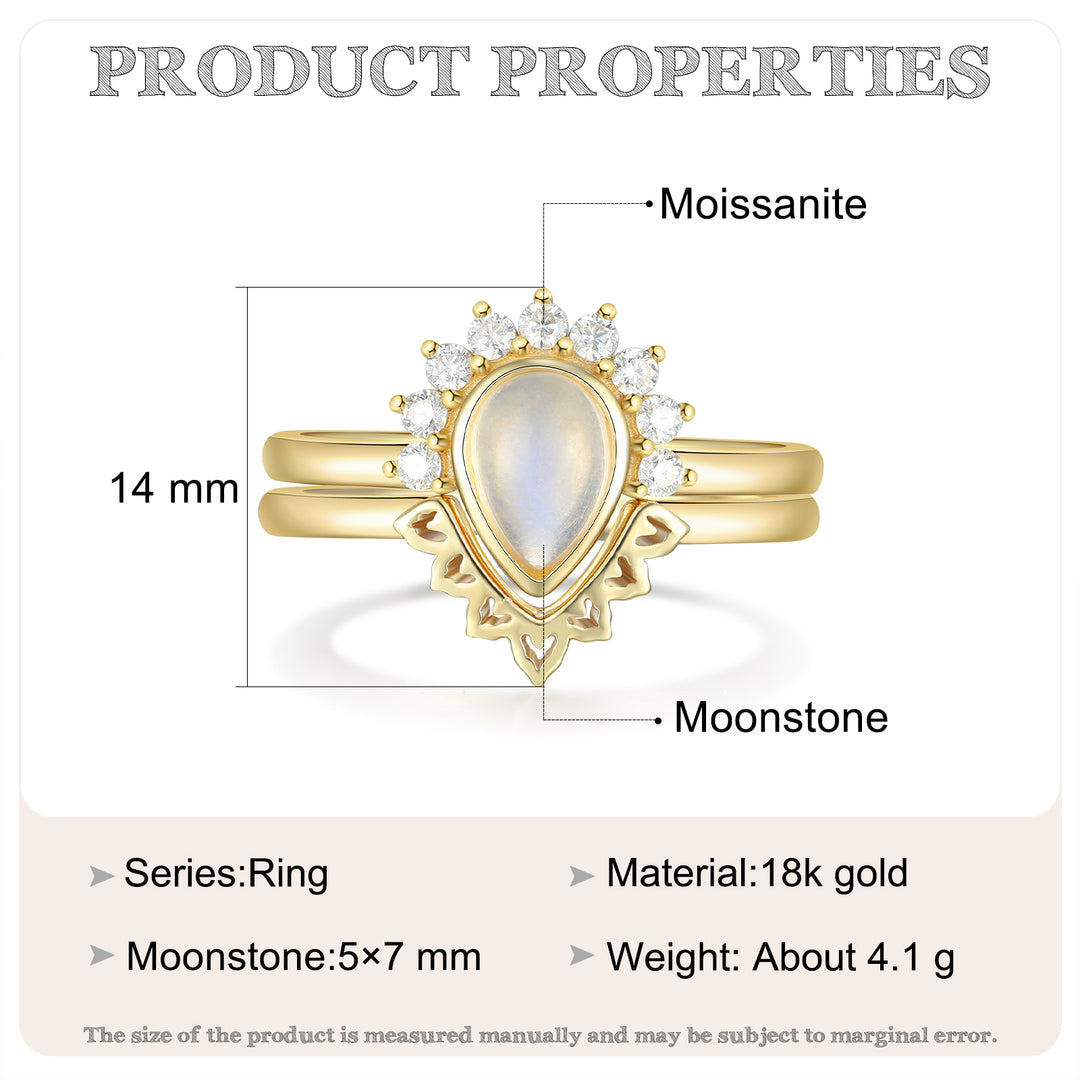 Gold Natural Moonstone Ring