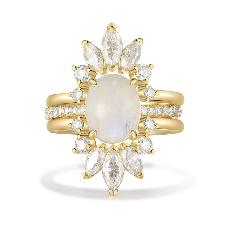 Gold Natural Moonstone Ring