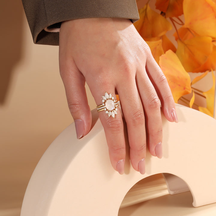 Gold Natural Moonstone Ring