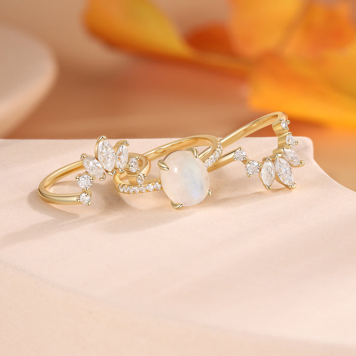 Gold Natural Moonstone Ring