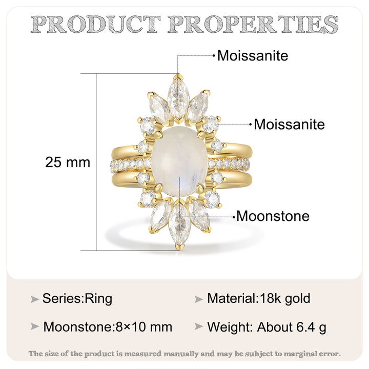 Gold Natural Moonstone Ring
