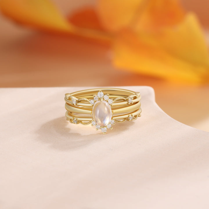 Gold Natural Moonstone Ring