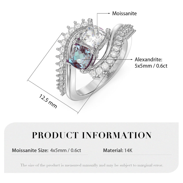 Custom Alexandrite and Moissanite Ring