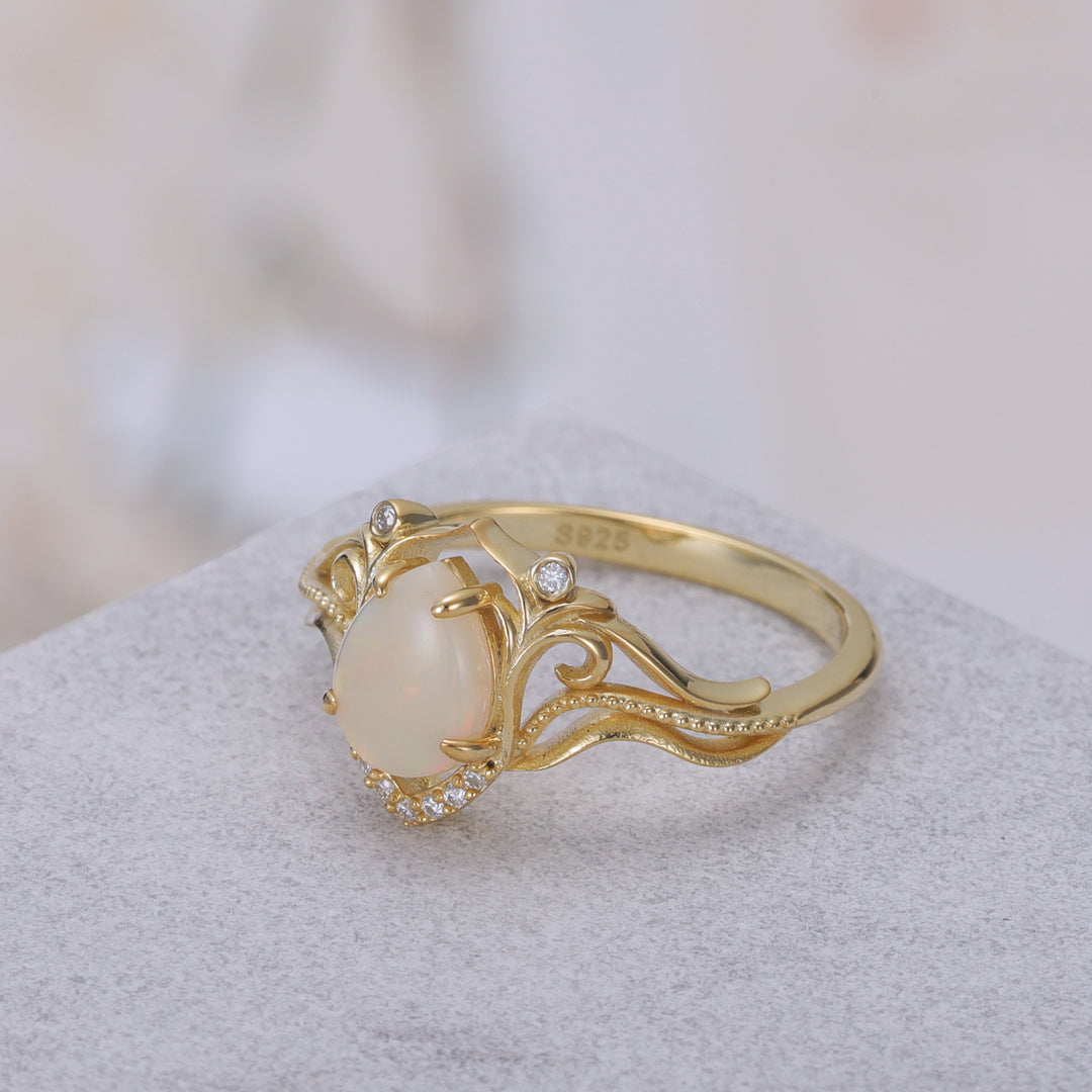 Silver Natural Opal Ring
