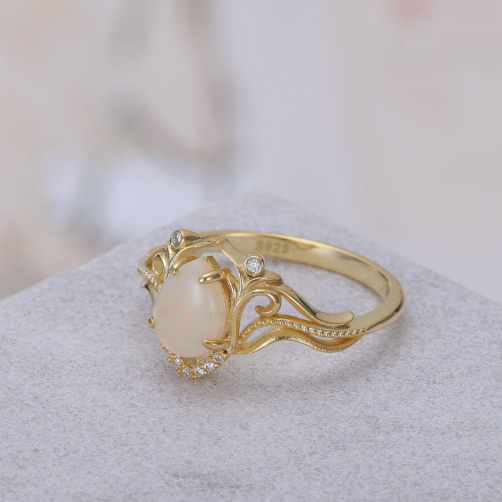 Silver Natural Opal Ring