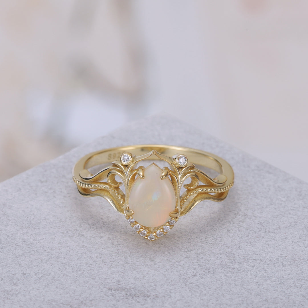 Silver Natural Opal Ring