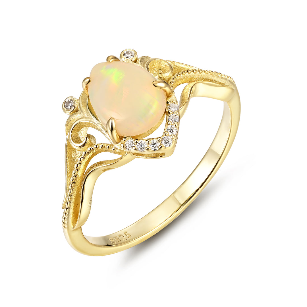 Silver Natural Opal Ring