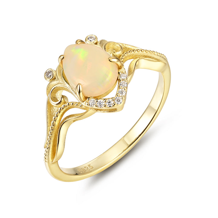 Silver Natural Opal Ring