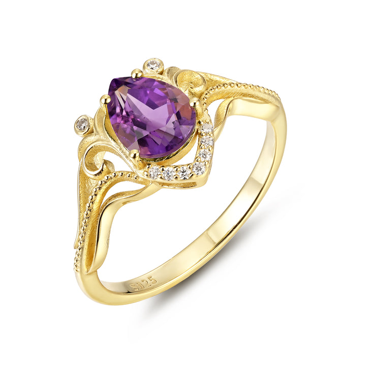 Silver Natural Amethyst Ring