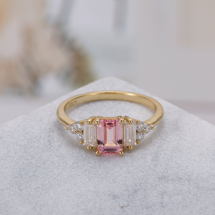 Silver Pink Sapphire Ring