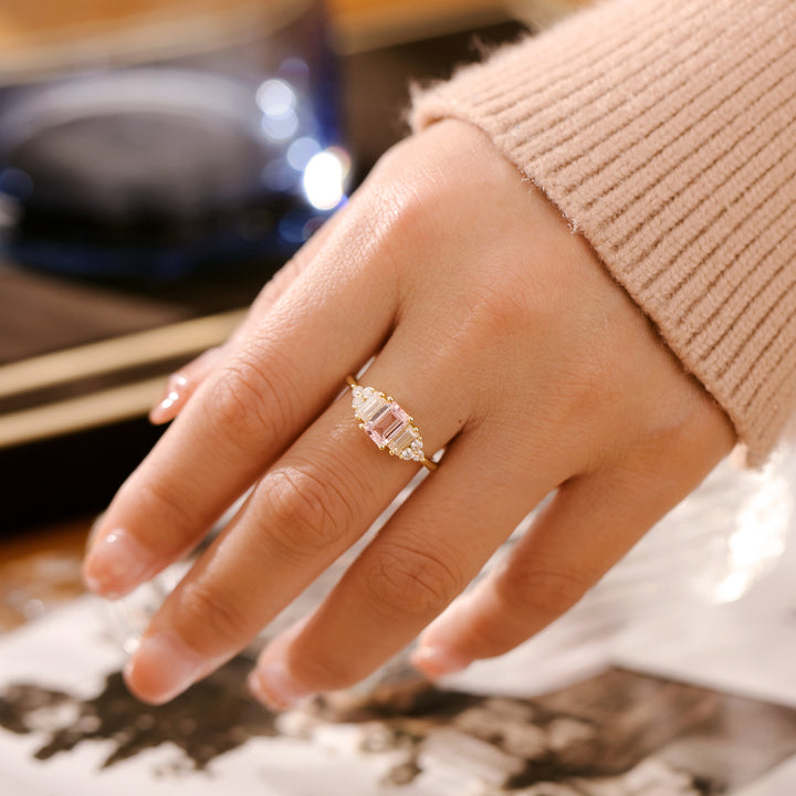 Silver Pink Sapphire Ring