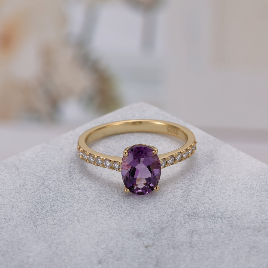 Silver Natural Amethyst Ring